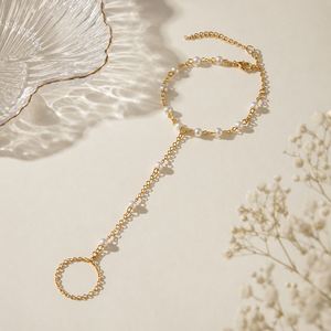 Chaîne de doigt en acier inoxydable plaqué or 18 carats avec perles, motif Papillon Céleste, tendance, pour femme, à porter au quotidien, style superposé, bijou de bras - Product Image 5