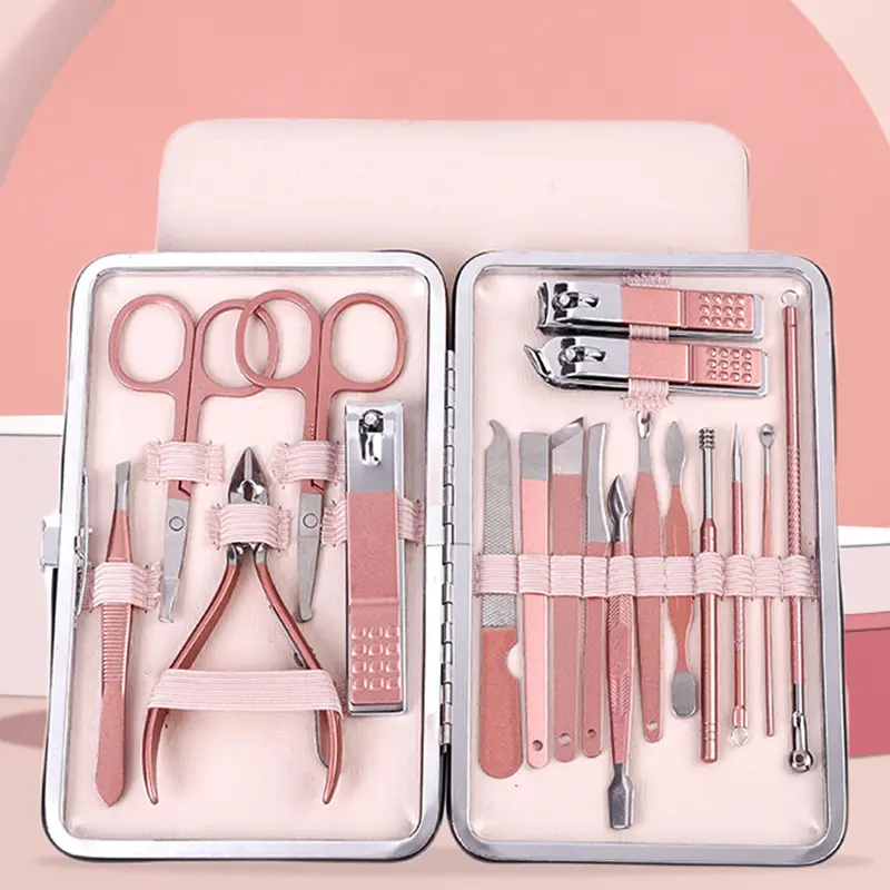 Manicure Set Nail Clippers Pedicure Kit 18 Pieces Stainless Steel Manicure Kit Professional Grooming Kits Nail Care Tools