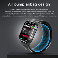 Reloj Inteligente con Bomba de Aire de 2.10 Pulgadas para Medir la Presión Arterial, Chip TI4950, Hora Mundial, Informe de Frecuencia Cardíaca, Función de Drenaje, Monitor de ECG