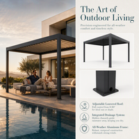 Pergola en aluminium thermolaqué, pergola bioclimatique à lames orientables manuelles pour balcon de luxe en bord de piscine, gazebo