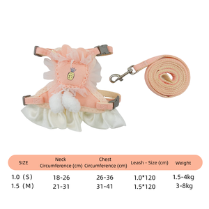 ラブブ柄子犬用ハーネス、小さな子犬用メッシュ付き、ティーカップ子犬用、調節可能な金属製クリップ、簡単着脱、ペット散歩セット - Product Image 6