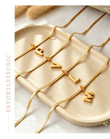 Collier en acier inoxydable plaqué or 18 carats, chaîne serpent minimaliste, pendentif perle 3D, 26 lettres