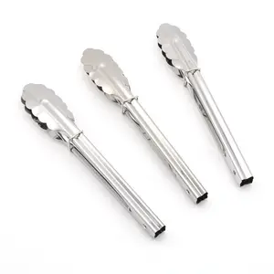 Stainless Steel Locking Food Tongs With Silding Rings Clam Shell Service Tongs For Serving Desserts Salads BBQ And Cooking