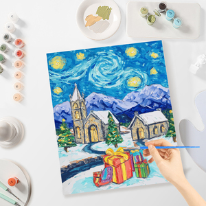 CHENISTORY - Pintura por Números DIY, <span class=keywords><strong>Paisaje</strong></span> Nevado Navideño, Cuadro por Números, Regalo, Pintura Acrílica, Decoración de Pared Hecha a Mano - Product Image 5