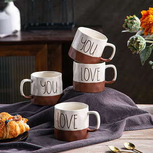 Ouvenirs-<span class=keywords><strong>taza</strong></span> de café de cerámica con cuchara dorada, juego de tazas de cerámica para pareja, regalo de boda - Product Image 3