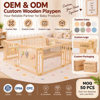 Parc de jeu pour bébé en bois avec tapis, design portable avec porte, conforme aux normes ASTM F1004-23, 16 CFR 1239, ASTM F406-24, pour la surveillance des tout-petits en Amérique du Nord