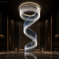 Lustre en cristal en spirale longue Zeal Lighting, hauteur réglable, anti-éblouissement, lampe suspendue LED moderne de style nordique pour hall d'hôtel, villa