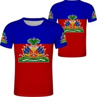 T-shirts d'été personnalisés avec logo, drapeau haïtien, en polyester respirant, pour hommes, vente en gros