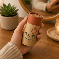 Stick déodorant biodégradable en bambou et kraft sur mesure, contenant des tubes en papier kraft avec revêtement en papier ciré