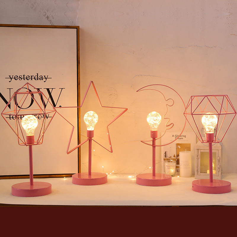 Led Luna clásico moderno marco de hierro forjado lámpara de mesa de 4 tipos de modelos de batería decoración mesa Luz