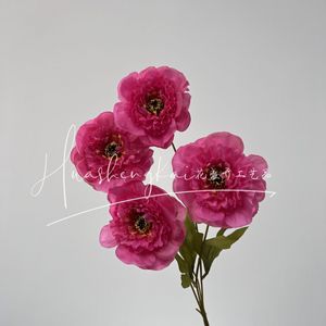 Flores Artificiales de Peonía, Rama Individual, Color Rosa, Seda, Alta Simulación, Decoraciones para Bodas - Product Image 1