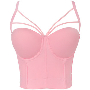 Reggiseno modellante a triangolo da donna con anello in acciaio, <span class=keywords><strong>push</strong></span>-<span class=keywords><strong>up</strong></span>, bustier a taglio a U con spalline incrociate, corsetto - Product Image 6