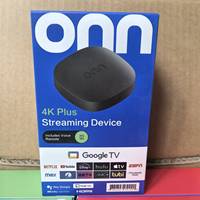 Boîtier TV intelligent Onn 4K Plus Android 14, décodeur 4K Quad Core, connectivité 5G, 2 Go de RAM, télécommande vocale pour lecteur multimédia en streaming