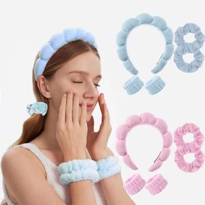 Ensemble de bandeaux torsadés en éponge effet nuage, bandeau pour le lavage du visage à couronne haute, accessoire capillaire artisanal et élégant pour le maquillage, le spa, les cadeaux et les mariages - Product Image 1