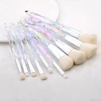 Ensemble de 10 pinceaux de maquillage professionnels personnalisés avec logo violet et bleu, pour fond de teint en poudre, fard à paupières, sourcils, effet cristal, marque privée.