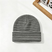 Bonnet d'hiver en jacquard rayé tendance, tricoté en acrylique, chaud, ajustable, unisexe, personnalisable pour le voyage