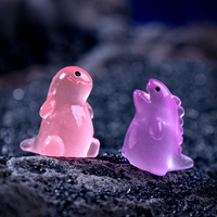 Weijs Resin Buatan Tangan Dilukis Tangan Menyala Dalam Gelap Boneka Monster Godzilla DIY Figur Mini Dekoratif untuk Meja