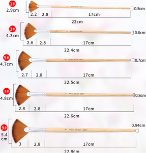 Bview Art <span class=keywords><strong>Pinceau</strong></span> de <span class=keywords><strong>peinture</strong></span> à l'<span class=keywords><strong>huile</strong></span> <span class=keywords><strong>Pinceau</strong></span> en forme d'éventail Lot de 5 brosses à poils en nylon - Product Image 3