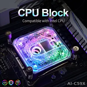 用于英特尔或AMD CPU插座插座/ARGB灯支持铜板的Syscooling冰晶CPU水块