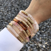 Bijoux classiques de marque pour femmes, bracelet en bambou, couleur marbre avec disque en or, BC395