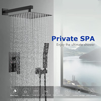 Mélangeur de pluie dissimulé noir mat de luxe Système de robinet de douche Ensemble combiné mural avec robinet de douche chaud et froid à main