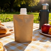 Pochette à bec verseur en papier kraft écologique et recyclable de 50 ml pour shampoing à l'huile d'olive, qualité alimentaire, pour boissons, déchets, avec logo personnalisé, sac de parfum