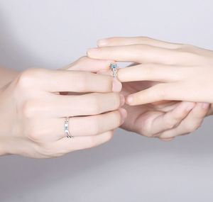Moonstone Lovers <b>Couple</b> <b>Ring</b> Trend Personality Moonlight Crown Men Women ZIRCON <b>Couple</b> Adjustable <b>Ring</b> - Product Image 3