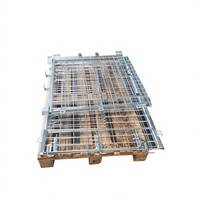 Conteneur en treillis métallique galvanisé industriel pliable et empilable, capacité de 1300 kg et roues, pour stockage en entrepôt