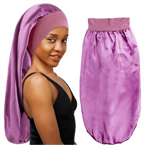 Bonnet de nuit en satin de luxe, réglable, à large bord élastique, pour cheveux longs et tressés, en polyester, pour femmes, style européen. - Product Image 3