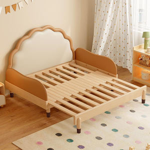 Letto per Bambini Moderno Estraibile con Disegni Cartoon, in Legno con Sponde di Sicurezza, Resistente ed Estensibile, Set Letto per Bambini in Pelle Morbida - Product Image 3