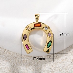 Liontin sepatu kuda bentuk U anak-anak, perhiasan liontin sepatu kuda berlapis emas tembaga zirkon bertatahkan DIY - Product Image 5