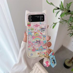 Per Samsung Z Flip 6 custodia del telefono cellulare cartone animato carino Sanli Samsung cat orecchio con ciondolo cover protettiva per Samsung Z Flip 5 4 3 - Product Image 5
