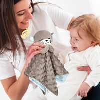 Serviette apaisante en peluche pour bébé, vente en gros, OEM ODM, couverture de sécurité personnalisée pour bébé, motif loutre grise