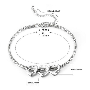Two Types of <b>Ring</b> Style Bracelet Personalized Engraving <b>Name</b> Stainless Steel with Curved Surface heart shape - Product Image 3