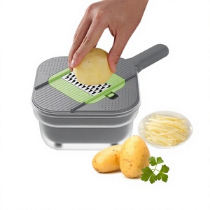 Hachoir à légumes multifonctionnel, coupe-oignon, éplucheur de pommes de terre, coupe-juliennes, trancheuse manuelle, outil de cuisine en PP - Product Image 4