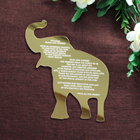 Invitations acryliques de miroir d'or de forme d'éléphant spéciale de fantaisie cartes de remerciement avec le texte de feuille d'or pour l'événement de mariage