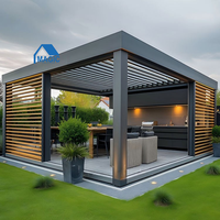 Pergola bioclimatique motorisée en aluminium moderne et luxueuse, imperméable, avec éclairage LED pour jardin, patio, villa, extérieur