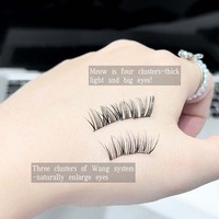 Cappuvini Meow Tie Tearful Glue-Free 3D Doux Faux Cils Shampooing Domestique Naturel Quotidien Beauté Nettoyage Des Yeux