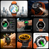 Montre connectée GPS d'extérieur Explorer Pro AI pour hommes, lampe torche LED, moniteur de fréquence cardiaque 24h/24, montre connectée sportive à commande vocale AI, étanche IP68