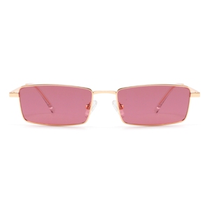 Lunettes de soleil unisexes avec monture en métal rectangulaire, verres miroir bleu clair, design léger pour adultes, protection solaire - Product Image 5