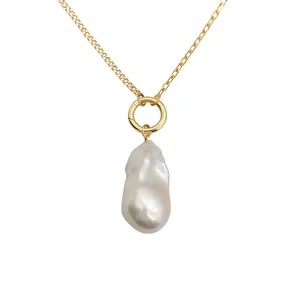 Collier avec pendentif en or 18K, pour femmes, bijou de haute qualité, simple et décontracté