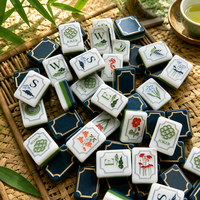 Ensemble de 160 tuiles de mahjong américaines en acrylique avec un design exquis de gravure florale botanique pour les jeux de société à domicile