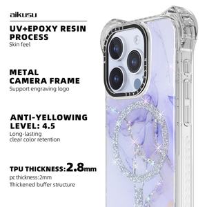 Coque de téléphone antichoc Aikusu avec paillettes pour iPhone 17 16 15 Pro Max, personnalisable par impression UV - Product Image 5