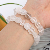 Pulsera de Cuarzo Rosa Pulido de Alta Calidad al por Mayor, Pulsera de Cuentas Irregulares de Cristal