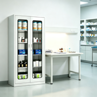 Armoire de rangement médical en acier blanc verrouillable avec portes vitrées, grand casier organisateur de médicaments pour clinique et hôpital