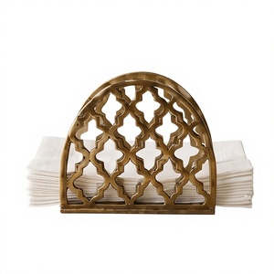 Porte-serviettes en métal à motif quadrifoliaire marocain, design texturé, pour cuisine et salle à manger - Product Image 1