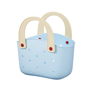 Simple Style Handheld <b>Plastic</b> Storage <b>Basket</b> Beach Hole Kitchen Dripping Washable Vegetable <b>Basket</b> for Bath Use - Product Image 1