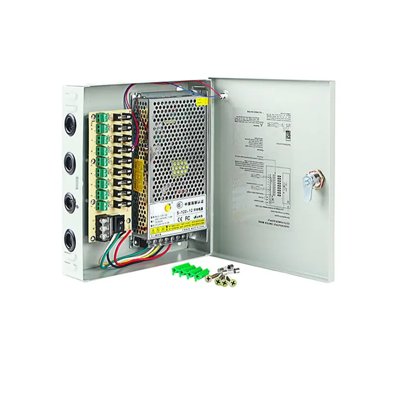 FEISMAN S-120W-24-9CH-Small OEM ODM تحويل التيار الكهربائي 9 قنوات مربع 24v 5a كاميرا تلفزيونات الدوائر المغلقة اكسسوارات