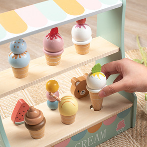 Set da tè pomeridiano per ragazza simulazione educativa gelateria Montessori ruolo fingere gioco <span class=keywords><strong>cucina</strong></span> cibo in legno giocattoli per bambini - Product Image 5