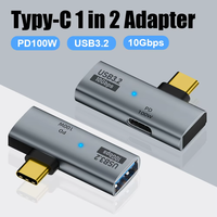 Adaptateur USB C vers USB avec charge rapide PD100W en alliage d'aluminium 1 entrée 2 sorties pour ordinateur portable et iPhone